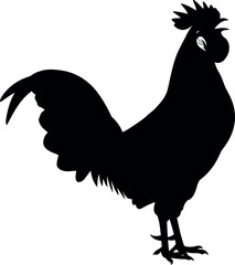 Black rooster silhouette farm animal icon