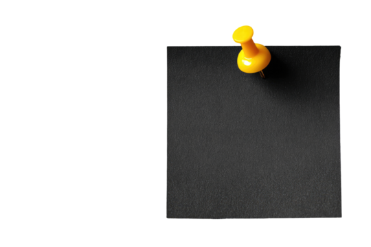 Blank black sticky note with yellow pushpin