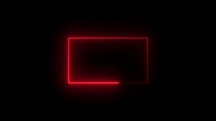 Glowing Red Neon Rectangle Outline on Black Background Abstract Design image
