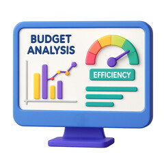 financial benefits budget optimization concept. Budget analysis display with charts and metrics.