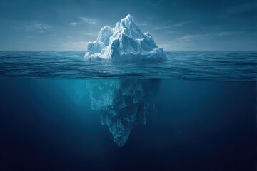 Iceberg Floating in Ocean with Submerged Section Symbolizing Hidden Depths and Unseen Potential
