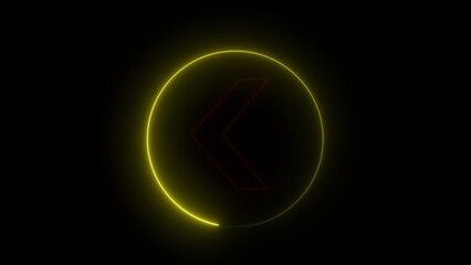 Glowing Yellow Circle Arrow on Black Background Neon Light Graphic Element image