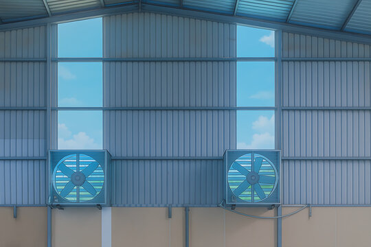Inside the aluminum and glass factory looking out