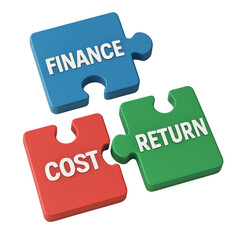 financial benefits budget optimization concept. Colorful puzzle pieces representing finance concepts.