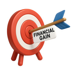 financial benefits budget optimization concept. Target with an arrow indicating financial gain.