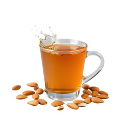 Almond Tea with Splash, Nuts and Glass Cup