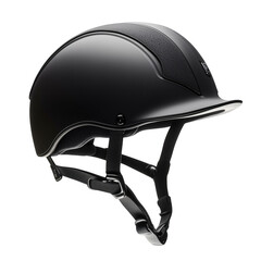 Fototapeta premium Elegant black equestrian helmet isolated against a transparent background for protection and safety