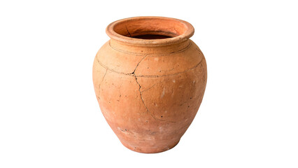 vintage rustic terracotta pot isolated on transparent background	