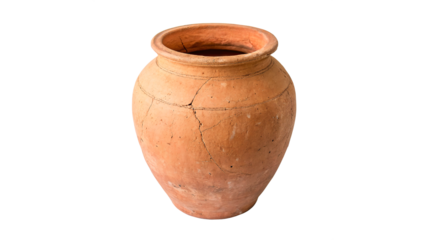 vintage rustic terracotta pot isolated on transparent background	
