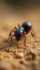 Ants following segmented lines, demonstrating structured movement , segmented, social structure, team