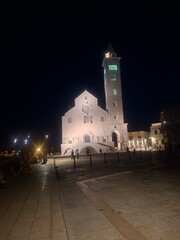 night view of the church of of Trani, Italy