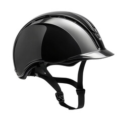 Fototapeta premium Sleek black equestrian helmet displayed against a transparent background for safety and protection