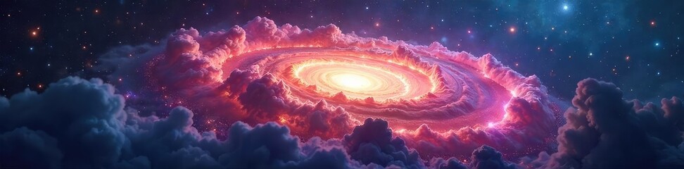 Stunning cosmic cloud of gas and dust, a vibrant nebula within a spiral galaxy, swirling colors illuminate the vastness of space , gas, galactic, interstellar medium