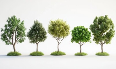 Fototapeta premium Cutout of environmental trees growth shapes in 3D render, suitable for backgrounds or nature-related designs, Generative AI