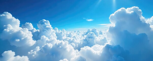 Timelapse of fluffy white clouds streaming across a vibrant blue sky, creating a mesmerizing celestial river Perfect for weather, nature, and travel themes , formation, motion