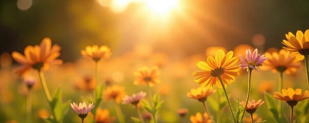 Unposed, sun-drenched scene of summer joy Golden hour light bathes vibrant flowers and playful, carefree elements Perfect for summer vibes, travel, and lifestyle projects , texture, vibrant, red