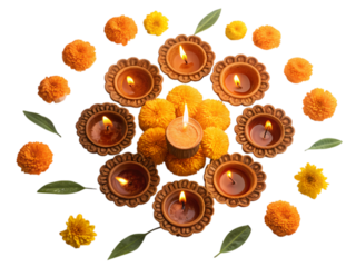 Diwali Celebration: Festive Lights and Flowers