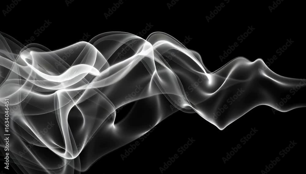 Poster ethereal smoke waves flow against black background, creating mesmerizing visual effect and sense of 