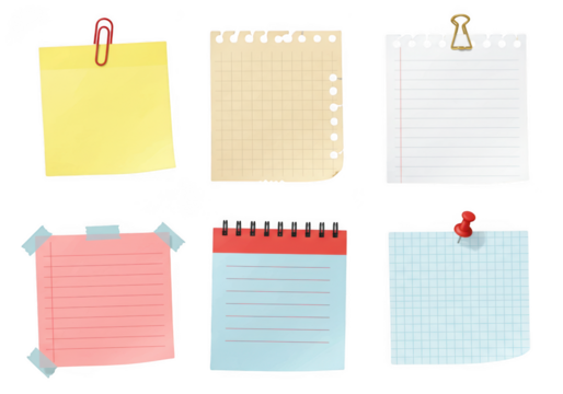 Sticky notes and memo papers collection isolated on transparent background - Powered by Adobe
