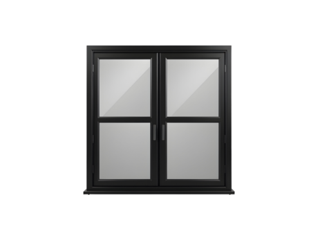 Black Double-Pane Window with Grids and Minimalist Aesthetic