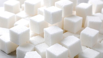 A visually pleasing collection of pristine white sugar cubes stacked in a pile ready