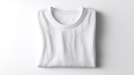 Clean and simple mockup of a folded white v-neck t-shirt on a pure white background display