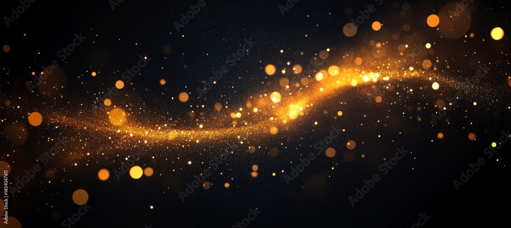 Aufkleber elegant golden bokeh background with sparkling dust particles and defocused glittering light rays
