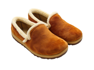 Fleece Lined Moccasin Style Winter Slip Ons for Women on Transparent Background

