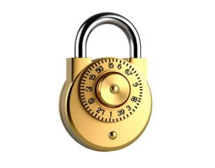 Golden Combination Lock with Dial and Shackle
