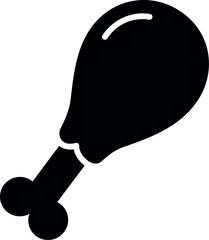 Black chicken leg icon simple food graphic