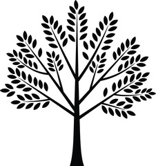 Stylized tree silhouette with a full canopy of leaves, a versatile symbol for nature, growth, and environment concepts, flat vector illustration.