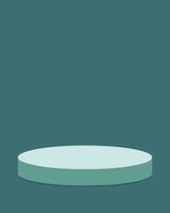 Product display stand mock up round podium stage platform on teal background