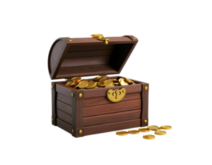 Open Treasure Chest Filled with Gold Coins