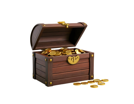Open Treasure Chest Filled with Gold Coins