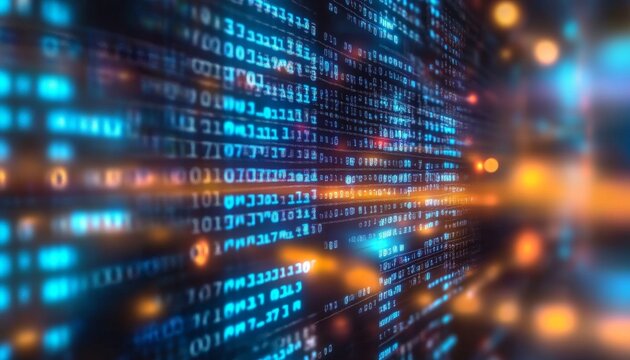 Futuristic Data Transfer Concept with Binary Code and High-Speed Internet Connection Visuals