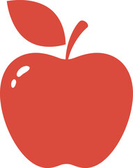 Vibrant red apple icon with leaf healthy food symbol