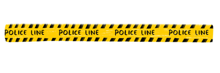 Police line danger safety alert hand drawn illustration.