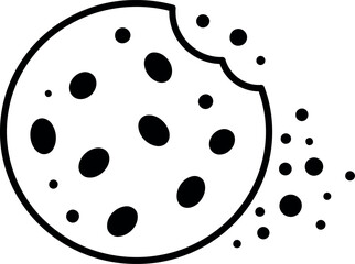 Bitten chocolate chip cookie doodle art