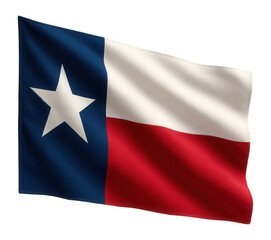 Naklejka premium Texas state flag featuring one star on a blue vertical stripe and horizontal white and red stripes, on transparent background.
