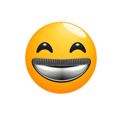 Fototapeta premium 3D Smiling Emoji with Zipper Mouth