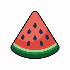 Fresh watermelon slice illustration featuring dark seeds and vibrant colors creating a summery sweet aesthetic perfect for design projects