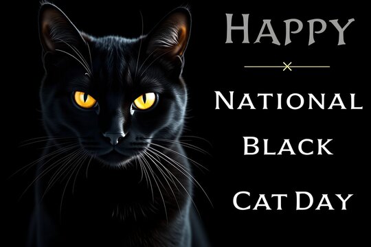Happy national black cat day with a beautiful black cat