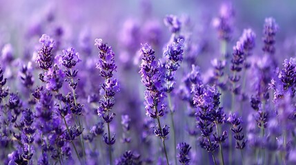 Obraz premium Close-up of vibrant lavender flowers in full bloom, soft focus and serene hues