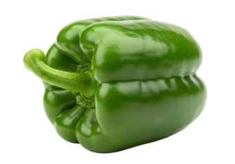 Vibrant Green Bell Pepper with Smooth Surface, Isolated