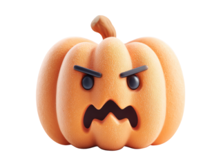 Angry Cartoon Pumpkin Character Isolated on Transparent Background