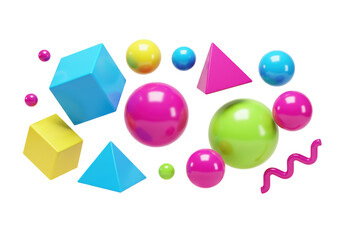 Assorted Colorful Geometric Shapes, Isolated