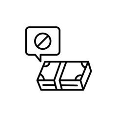 Fake money outline icons, minimalist vector illustration ,simple transparent graphic element .Isolated on white background