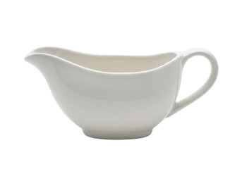 Isolated White Ceramic Gravy Boat with Sleek Design