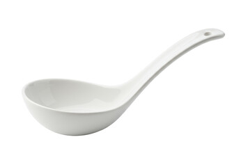 Isolated White Ceramic Soup Spoon with Elegant Curve