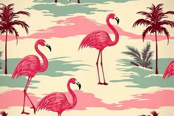 Obraz premium Hawaiian Flamingo flamingo pattern animal.